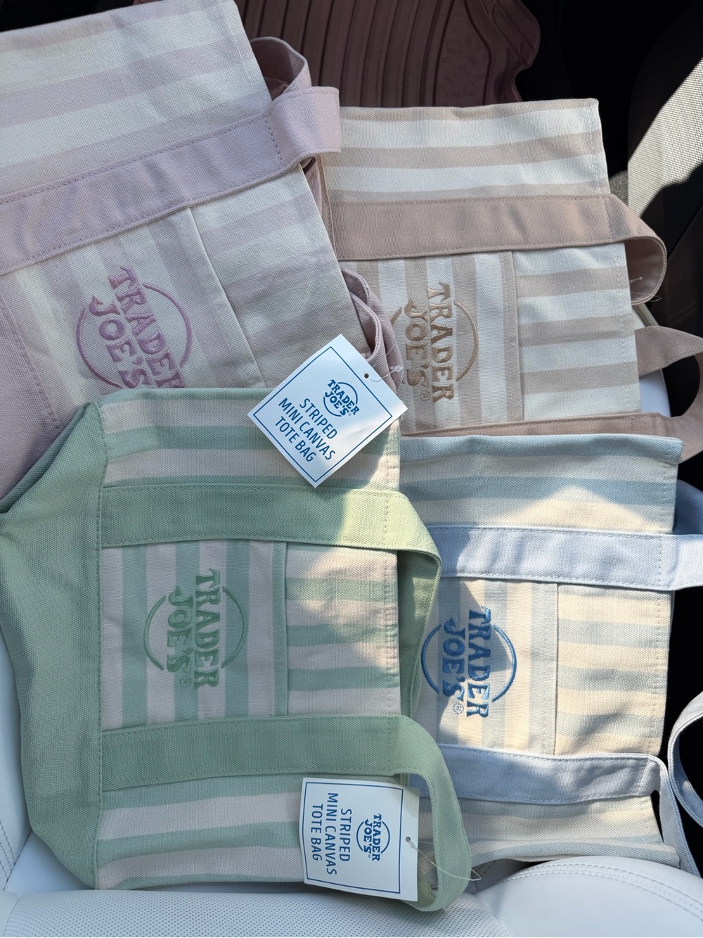 Trader Joe's 2026 Pastel Striped Mini Canvas Tote Bag (Multiple Colors)